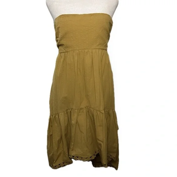 Maeve by Anthropologie Strapless Dress mustard yellow - Size Small - Picture 3 of 11
